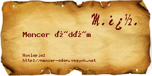 Mencer Ádám névjegykártya